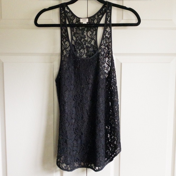 Wilfred Aritzia Madeline Floral Black Lace Racerback Tank Sleeveless Top Size XS - Picture 3 of 11